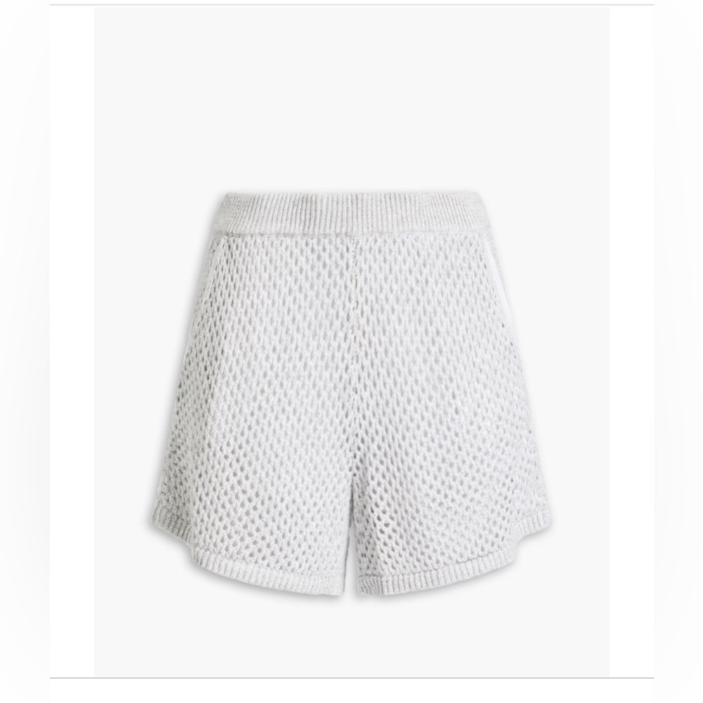 Monrow Crochet Knit Shorts Cotton, Modal, in White- Size‎ S New With Tags 178$